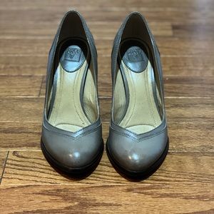 Gray/Taupe Frye Pump.